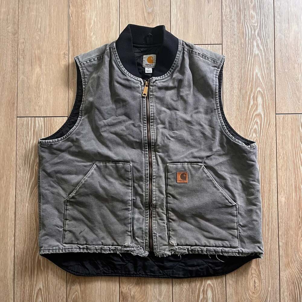 Carhartt Quilted Duck Active Vest Size XL Grey Workwear